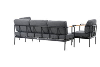 Pehnna Sofaset Loungeset Stahl - Schwarz / Dunkelgrau 