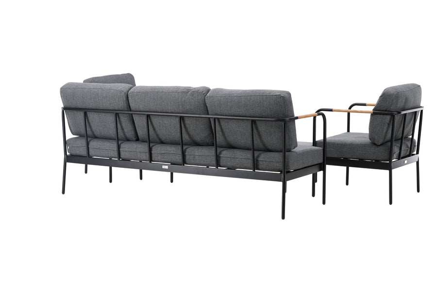 Pehnna Sofaset Loungeset Stahl - Schwarz / Dunkelgrau 