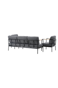Pehnna Sofaset Loungeset Stahl - Schwarz / Dunkelgrau 
