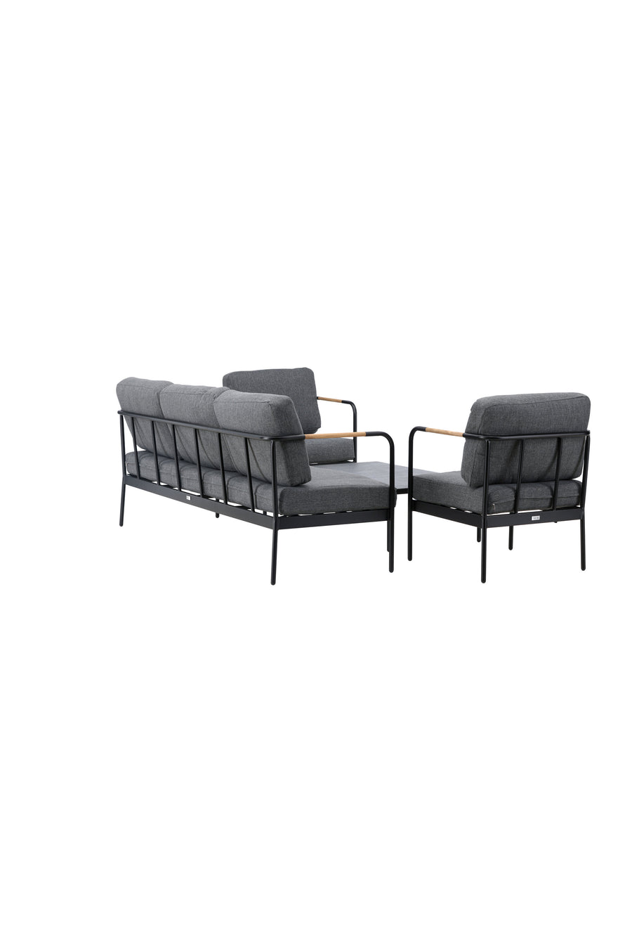 Pehnna Sofaset Loungeset Stahl - Schwarz / Dunkelgrau 