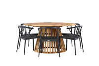 Tucumán Esstisch ø120 - Akazie + Stina Essstuhl - schwarz / Alu