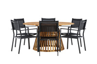 Tucumán Esstisch ø120 - Akazie + Copacabana Essstuhl - schwarz / schwarz