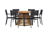 Tucumán Esstisch ø120 - Akazie + Copacabana Essstuhl - schwarz / schwarz