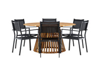 Tucumán Esstisch ø120 - Akazie + Copacabana Essstuhl - schwarz / schwarz