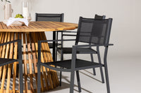 Tucumán Esstisch ø120 - Akazie + Copacabana Essstuhl - schwarz / schwarz
