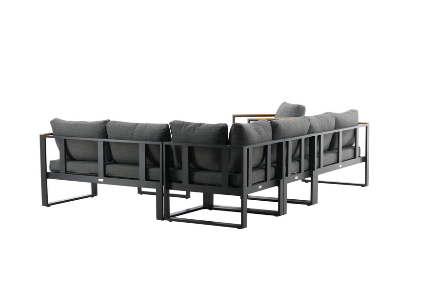 Texas Ecksofa mit Couchtisch - schwarz / grau / Teak