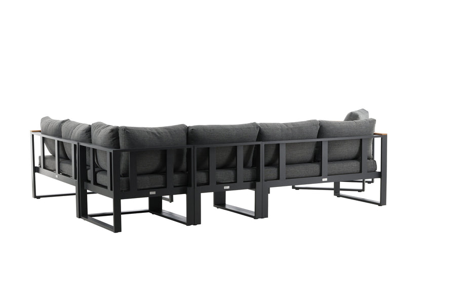 Texas Ecksofa mit Couchtisch - schwarz / grau / Teak