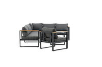 Texas Ecksofa mit Couchtisch - schwarz / grau / Teak