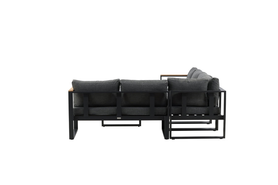 Texas Ecksofa mit Couchtisch - schwarz / grau / Teak