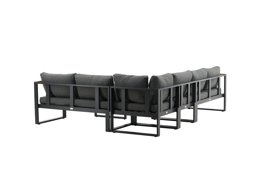 Texas Ecksofa mit Couchtisch - schwarz / grau / Teak