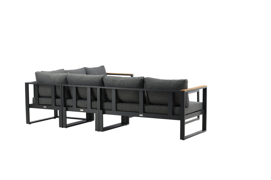 Texas Ecksofa mit Couchtisch - schwarz / grau / Teak