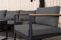 Texas Ecksofa mit Couchtisch - schwarz / grau / Teak