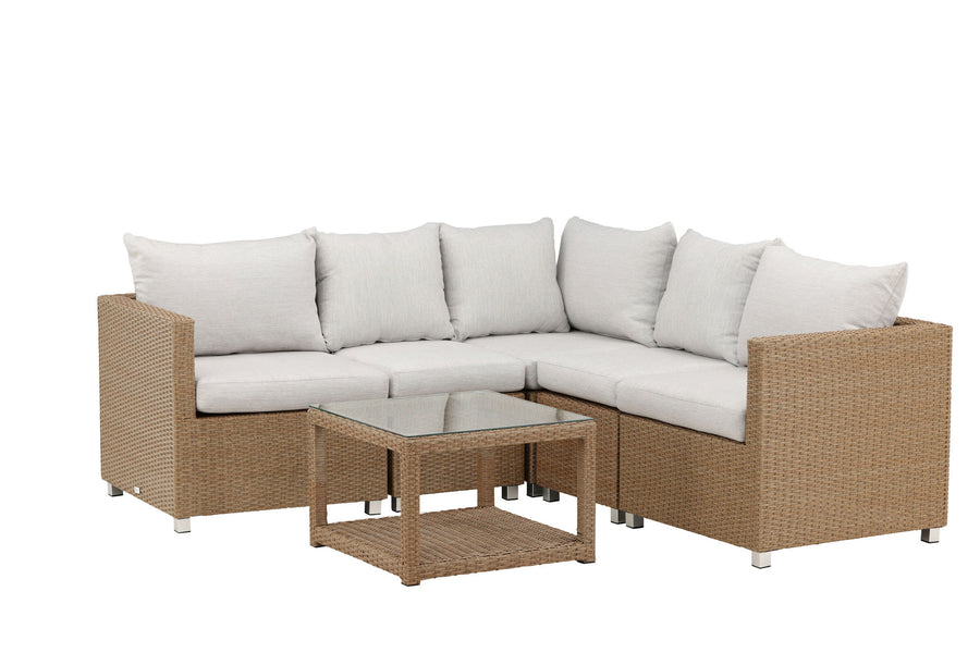 Vamos Ecksofa mit Couchtisch - natur / beige