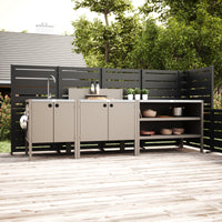 UMAMI Außenküchenpaket, Spülenmodul, Modul 1 und Modul 2, beige / rostfrei