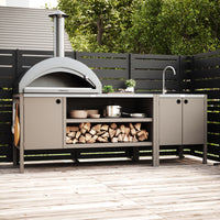 UMAMI Außenküchenpaket, Spülenmodul sowie Modul 3, beige / rostfrei