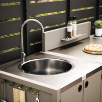 UMAMI Außenküchenpaket, Spülenmodul, Modul 1 und Modul 2, beige / rostfrei