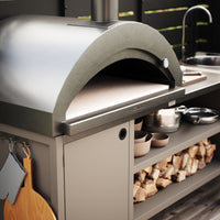 UMAMI Außenküchenpaket, Spülenmodul sowie Modul 3, beige / rostfrei