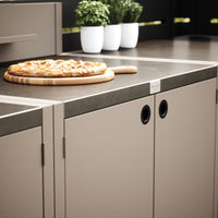 UMAMI Außenküchenpaket, Spülenmodul, Modul 1 und Modul 2, beige / rostfrei