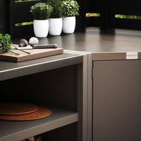 UMAMI Außenküchenpaket, Spülenmodul, Eckmodul, Modul 3, beige / rostfrei