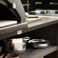 UMAMI Außenküchenpaket, Spülenmodul sowie Modul 3, beige / rostfrei