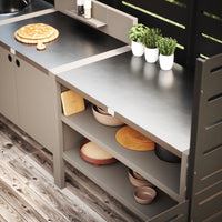 UMAMI Außenküchenpaket, Spülenmodul, Modul 1 und Modul 2, beige / rostfrei