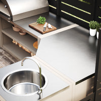 UMAMI Außenküchenpaket, Spülenmodul, Eckmodul, Modul 3, beige / rostfrei