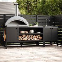 UMAMI Außenküchenpaket, Spülenmodul sowie Modul 3, schwarz / rostfrei