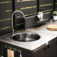 UMAMI Außenküchenpaket, Spülenmodul, Modul 1 und Modul 2, schwarz / Edelstahl