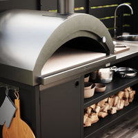 UMAMI Außenküchenpaket, Spülenmodul sowie Modul 3, schwarz / rostfrei