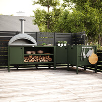 UMAMI Uteküchenpaket, Spülmodul, Eckmodul, Modul 3, grün