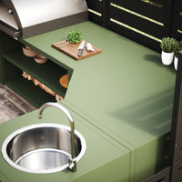 UMAMI Uteküchenpaket, Spülmodul, Eckmodul, Modul 3, grün