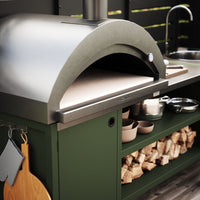 UMAMI Uteküchenpaket, Spülmodul sowie Modul 3, grün / Edelstahl