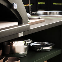 UMAMI Uteküchenpaket, Spülmodul sowie Modul 3, grün / Edelstahl