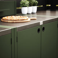 UMAMI Uteküchenpaket, Spülmodul, Modul 1 und Modul 2, grün / Edelstahl