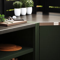UMAMI Uteküchenpaket, Spülmodul, Eckmodul, Modul 3, grün / Edelstahl