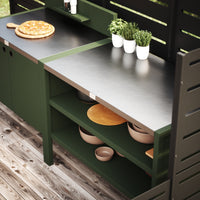 Sonderpreis UMAMI Außenküche Modul 1 + 2 inkl. Überzug, grün / rostfrei