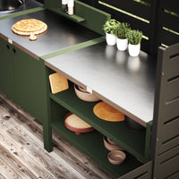 UMAMI Uteküchenpaket, Spülmodul, Modul 1 und Modul 2, grün / Edelstahl