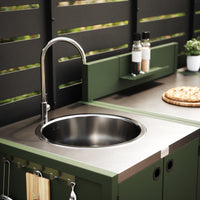 UMAMI Uteküchenpaket, Spülmodul, Modul 1 und Modul 2, grün / Edelstahl