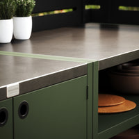 Sonderpreis UMAMI Außenküche Modul 1 + 2 inkl. Überzug, grün / rostfrei