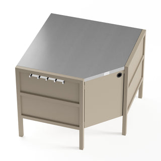 UMAMI Außenküchenpaket, Spülenmodul, Eckmodul, Modul 3, beige / rostfrei