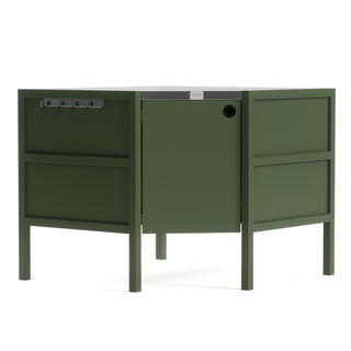 UMAMI Uteküchenpaket, Spülmodul, Eckmodul, Modul 3, grün / Edelstahl