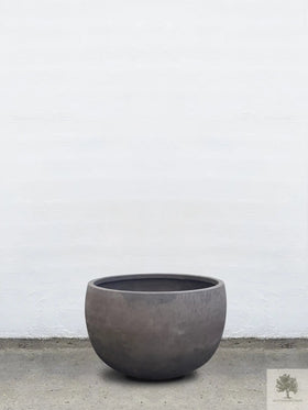Terrakotta-Blumentopf grau - niedrig rund - 64-120 cm 