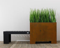 BOTANI Bank und Blumentopf, schwarz / Corten