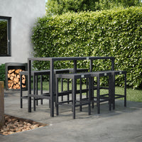 UMAMI Bartisch 172cm mit 6 Barhockern, schwarz