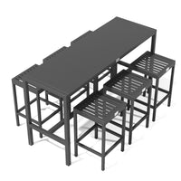 UMAMI Bartisch 172cm mit 6 Barhockern, schwarz