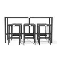 UMAMI Bartisch 172cm mit 6 Barhockern, schwarz