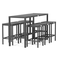UMAMI Bartisch 172cm mit 6 Barhockern, schwarz
