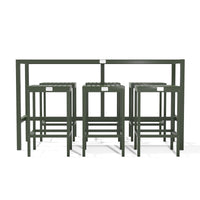 UMAMI Bartisch 172 cm mit 6 Barhockern, grün