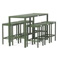 UMAMI Bartisch 172 cm mit 6 Barhockern, grün