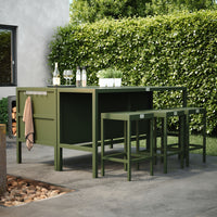 UMAMI Bartisch 172 cm mit 6 Barhockern, grün